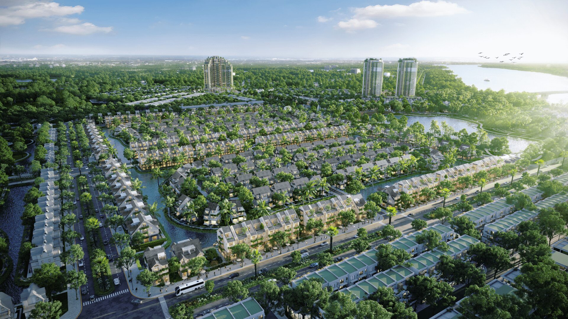 Biệt thự đảo Central Island như 1 ốc đảo nhỏ giữa rừng xanh Eco Central Park