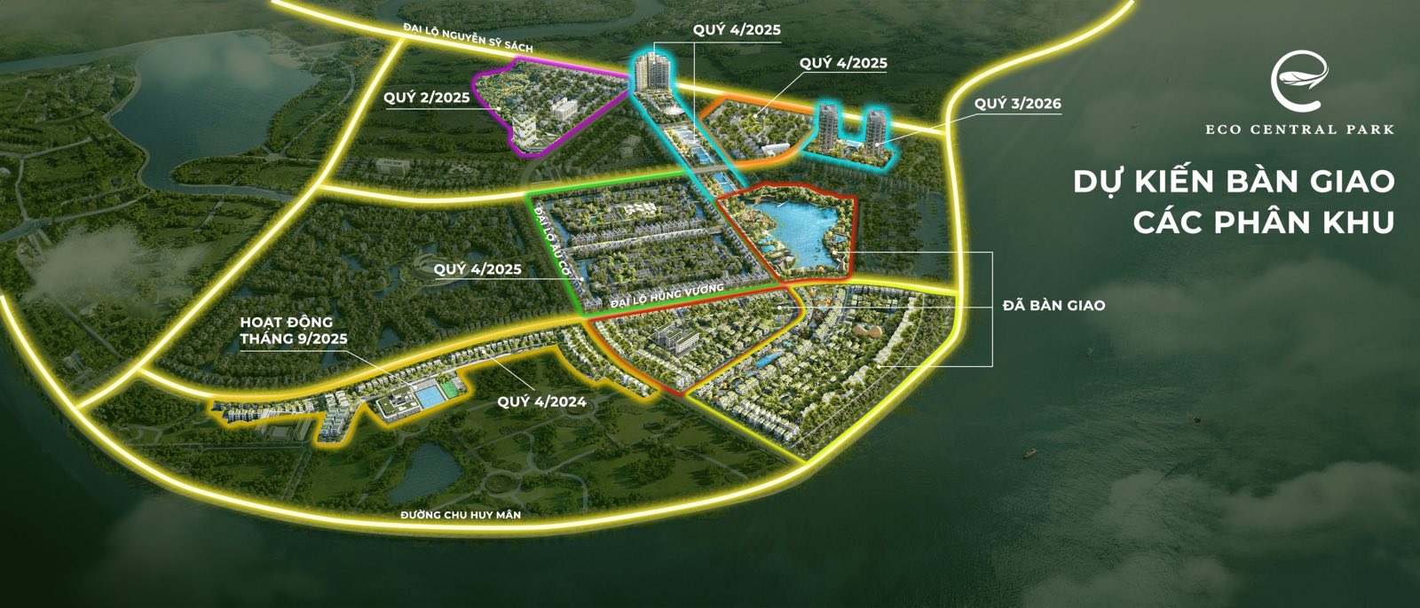 Tiến độ bàn giao các phân khu tại Ecopark Vinh
