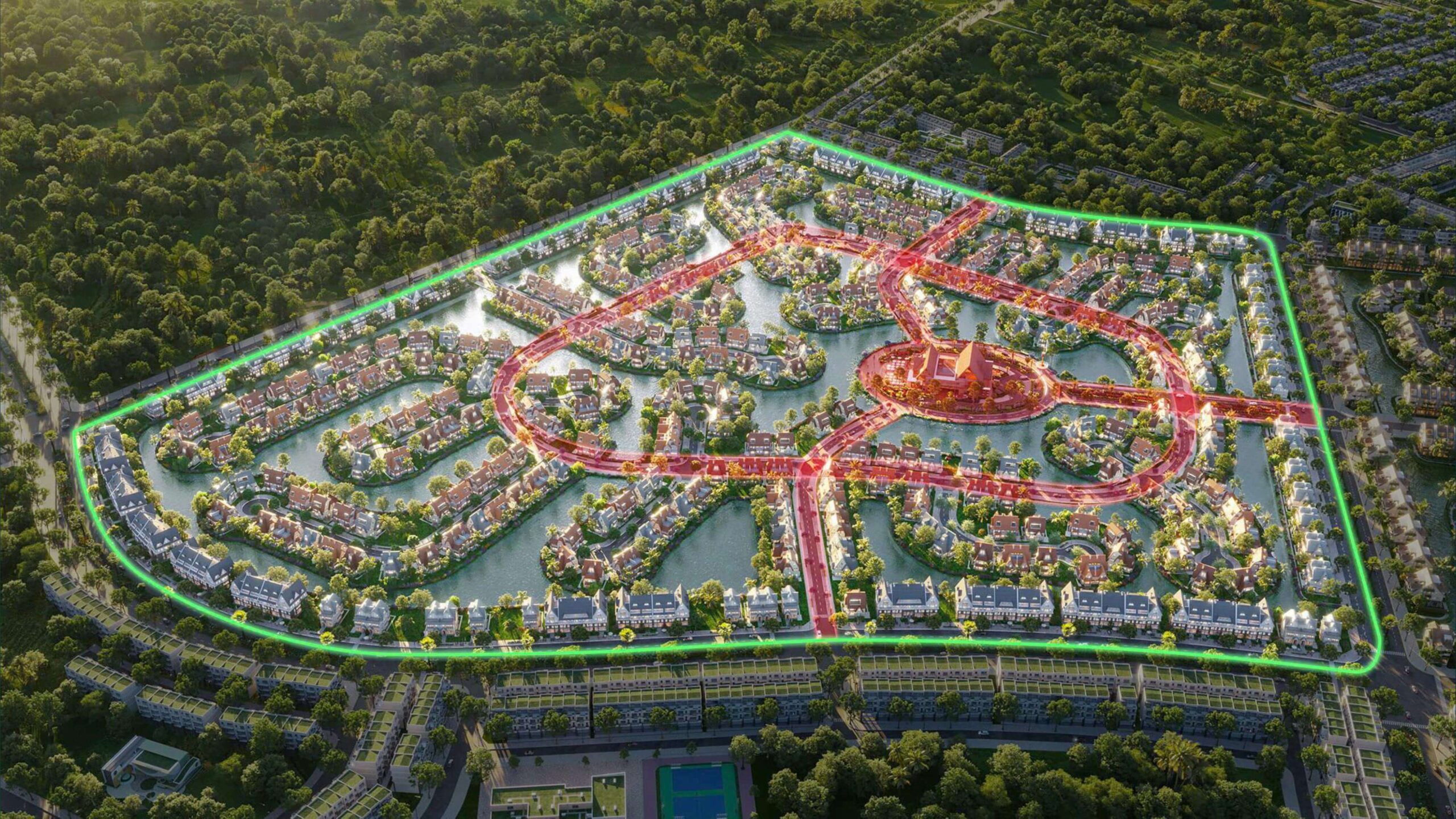 Vị trí lõi trung tâm của Grand Clubhouse Làng Châu Âu