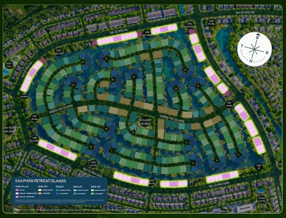 Shopvilla có mặt tiền là đại lộ 30m, mặt sau view hồ