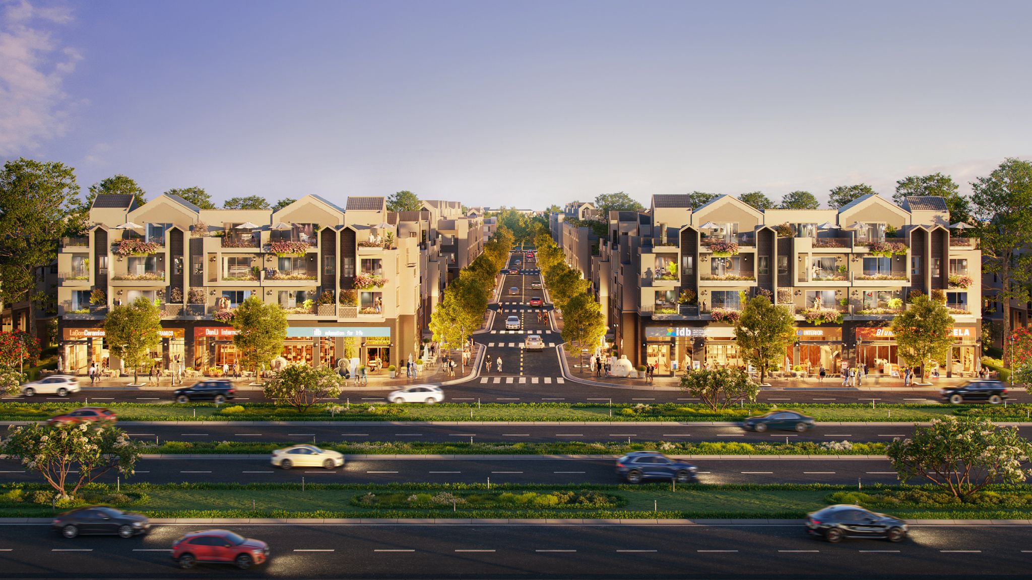 Shophouse đại lộ The Campus 2 nằm trên đại lộ Âu Cơ rộng 34m