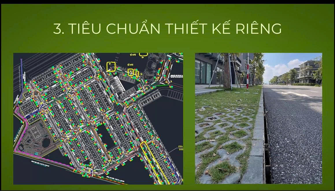 Hệ thống thoát nước tại Eco Central Park được thiết kế theo các rãnh thu dọc theo các mép đường