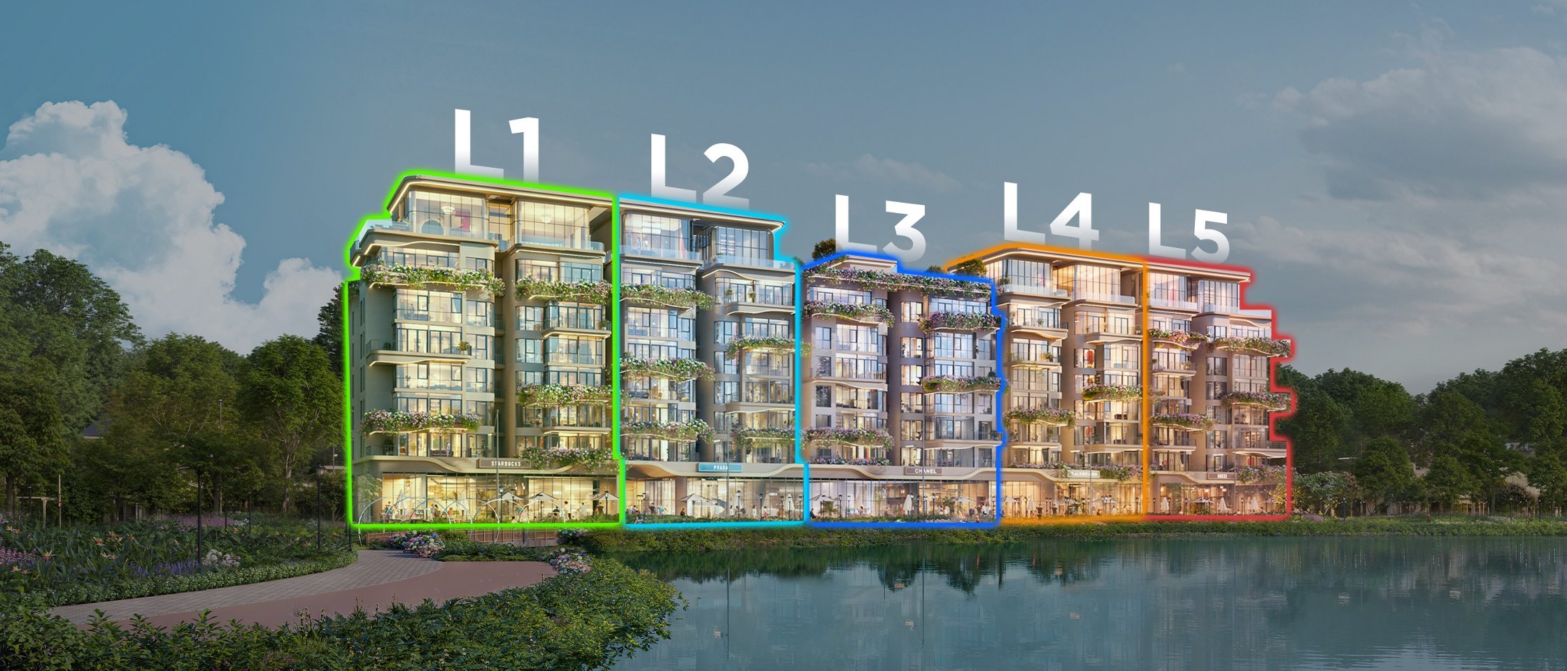 Thiết kế Swanlake Residences với 5 tòa căn hộ cao 8 tầng